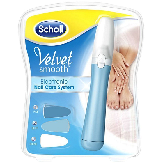 Scholl Velvet Smooth Nail Care System Blue elektrický pilník na nechty