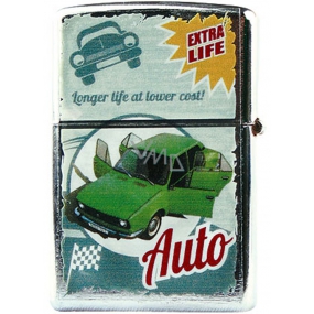 Bohemia Gifts Retro zapaľovač kovový benzínový s potlačou Zelené auto 5,5 x 3,5 x 1,2 cm