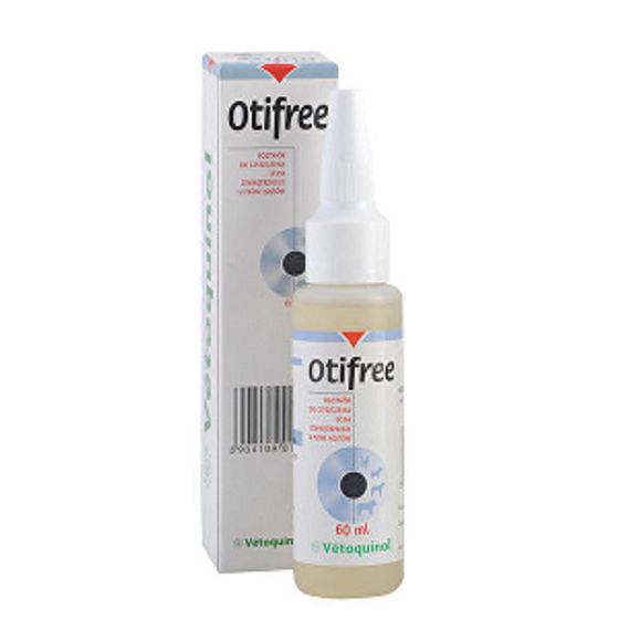 Vétoquinol Otifree gtt prípravok na čistenie uší psov a mačiek intenzívne rozpúšťa ušný maz a nečistoty 60 ml