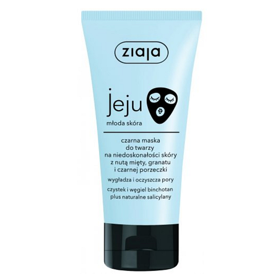 Ziaja Jeju Čierna čistiaca a vyhladzujúca pleťová maska pre nedokonalosti pleti s protizápalovými a antibakteriálnymi účinkami 50 ml