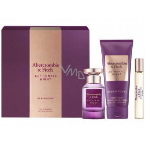 Abercrombie & Fitch Authentic Night Woman toaletná voda pre ženy 100 ml + telové mlieko 200 ml + toaletná voda 15 ml, darčeková sada