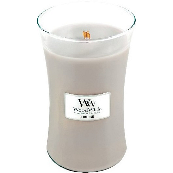 Woodwick Fireside - Oheň v krbe vonná sviečka s dreveným knôtom a viečkom sklo veľká 609 g