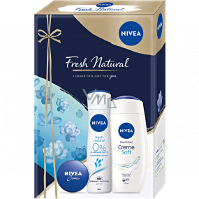 Nivea Fresh Natural Creme Soft sprchový gél 250 ml + dezodorant sprej 150 ml + krém 30 ml, kozmetická sada