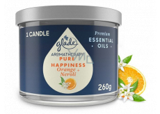 Glade Aromatherapy Pure Happiness Veľká sviečka s vôňou pomaranča + neroli v skle, doba horenia 60 h 260 g