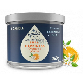 Glade Aromatherapy Pure Happiness Veľká sviečka s vôňou pomaranča + neroli v skle, doba horenia 60 h 260 g