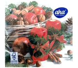 Aha Papierové obrúsky 3 vrstvové 33 x 33 cm 20 kusov Červené sviečky, jablká a škorica