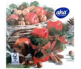 Aha Papierové obrúsky 3 vrstvové 33 x 33 cm 20 kusov Červené sviečky, jablká a škorica