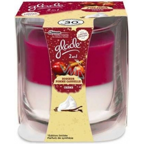 Glade by Brise 2v1 Cosy Apple & Cinnamon and Cream vonná sviečka v skle, doba horenia až 30 hodín 135 g