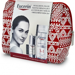 Eucerin Hyaluron-Filler nočný obnovujúca a vypĺňajúci sérum 30 ml + DermatoCLEAN 3v1 micelárna čistiaca voda 200 ml + etue, kozmetická sada