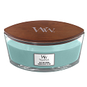 Woodwick Blue Java Banana - Havajský banán vonná sviečka s dreveným širokým knôtom a viečkom loď 453 g