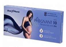 Pregnant 10 Tehotenský test vysoko presný s extra citlivosťou 10ml / ml pre včasné zistenie tehotenstva 2 kusy