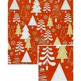 Nekupto Darčekový baliaci papier vianočné 70 x 200 cm Červený bielej, zlatej stromčeky