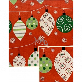 Nekupto Vianočný baliaci papier na darčeky 70 x 1000 cm Červený so zelenými a bielymi ozdobami