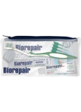 Zubná pasta Biorepair Plus Total Protection na ochranu pred zubným kazom 15 ml + zubná kefka 1 ks + ústna voda 12 ml + zubná niť 1 ks + flexibilné zubné špáradlá 5 ks, cestovná taška