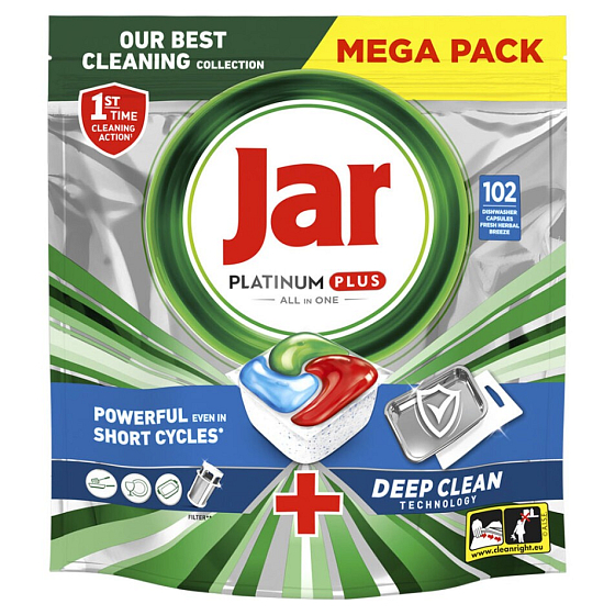 Jar Platinum Plus Deep Clean kapsule do umývačky riadu 102 kusov