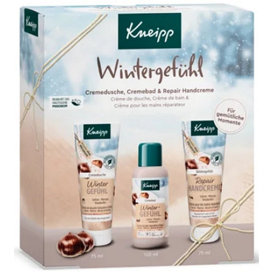 Kneipp Zimní péče sprchový gel 75 ml + pěna do koupele 100 ml + krém na ruce 75 ml, kosmetická sada