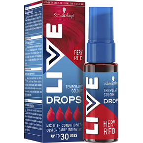 Schwarzkopf Live Drops Ohnivá červená farbiace kvapky na vlasy, 30 ml