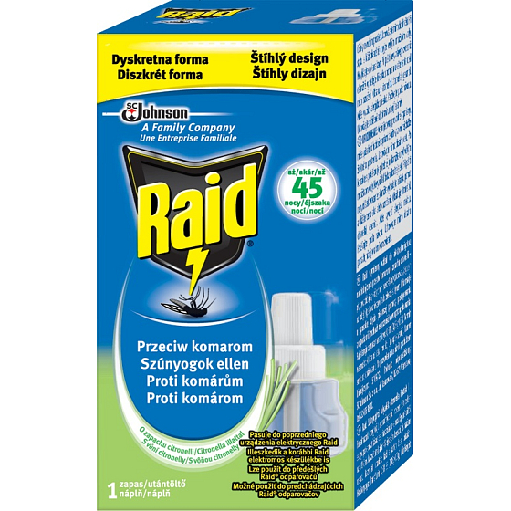 Raid Vôňa Citronella tekutá náplň do elektrického odparovača 45 nocí proti lietajúcemu hmyzu 31 ml