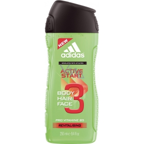 Adidas Active Start 3v1 sprchový gél na telo, tvár a vlasy pre mužov 250 ml