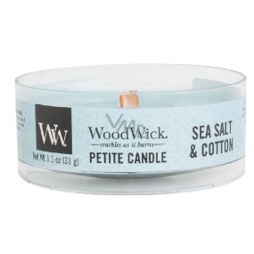 Woodwick Sea Salt & Cotton - Morská soľ a bavlna vonná sviečka s dreveným knôtom petite 31 g