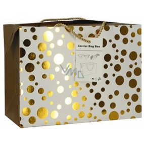 Darčeková papierová taška krabica 18 x 12 x 9 cm uzatvárateľné, so zlatými kolieskami