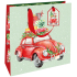 Nekupto Darčeková papierová taška luxusná 23 x 23 cm Vianočné auto s darčekmi