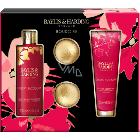 Baylis & Harding Cherry blossom sprchový krém 300 ml + telové mlieko 200 ml + šumivá guľa do kúpeľa 2 x 75 g, kozmetická sada pre ženy