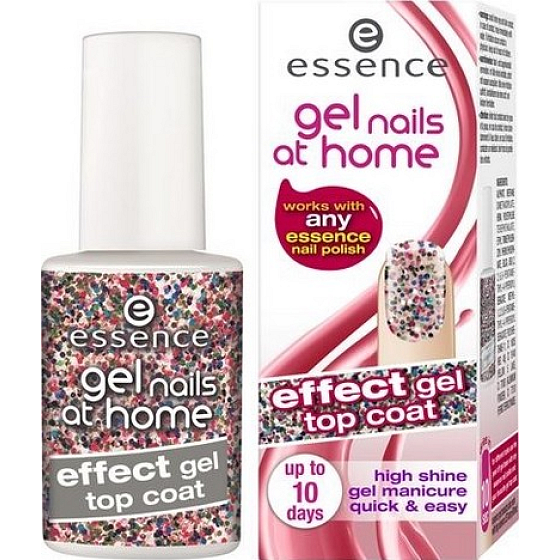 Essence Gél Nails At Home Effect Gel Top Coat krycí gélový lak 04 Glitterland 7 ml