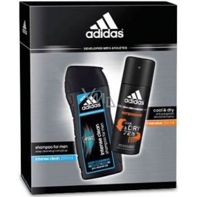 Adidas Cool & Dry Intensive antiperspirant deodorant sprej pre mužov 150 ml + Intense Clean šampón na vlasy 200 ml, kozmetická sada