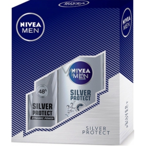 Nivea Men Silver Protect sprchový gél 250 ml + Silver Protect Dynamic Power antiperspirant sprej pre mužov 150 ml, kozmetická sada