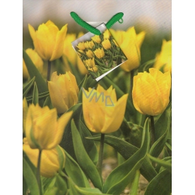 Nekupto Darčeková papierová taška 23 x 18 x 10 cm Žlté tulipány 1 kus 951 01 BM