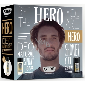 Str8 Hero parfumovaný deodorant sklo pre mužov 85 ml + sprchový gél 250 ml, kozmetická sada