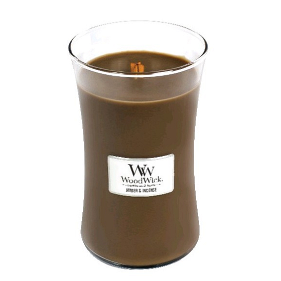 Woodwick Amber & Incense - Ambra a kadidlo vonná sviečka s dreveným knôtom a viečkom sklo veľká 609 g