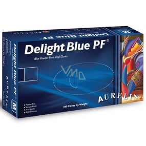 Aurelia Delight Blue PF Rukavice vinylové jednorazové bez púdru veľkosť S box 100 kusov