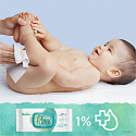 Pampers Pure Aqua vlhčené obrúsky z bio bavlny, bez alkoholu a parfumácie pre deti 3 x 48 kusov