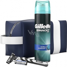 Gillette Mach3 holiaci strojček + náhradné hlavice 2 kusy + Comfort gél na holenie 200 ml + etue kozmetická sada pre mužov