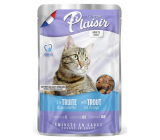 Plaisir Cat sa pstruhom a krevetami kompletné krmivo pre mačky kapsička 100 g