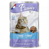 Plaisir Cat sa pstruhom a krevetami kompletné krmivo pre mačky kapsička 100 g