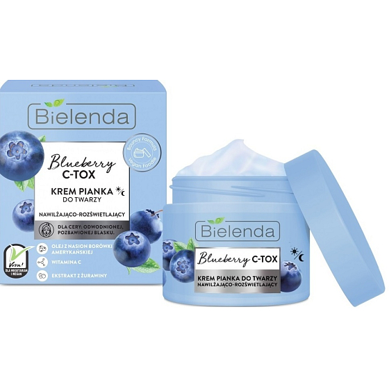 Bielenda Blueberry C-Tox hydratačná a rozjasňujúca pleťová krémová pena denná/nočná 40 g