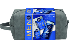 Nivea Men Anti-Age Hyaluron Protect & Care sprchový gél na telo, tvár a vlasy 250 ml + Anti-Age Hyaluron balzam po holení 100 ml + Anti-Age Hyaluron krém proti vráskam 50 ml + kozmetická taška, kozmetická sada pre mužov