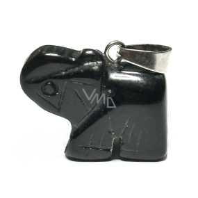 Achát čierny Slon prívesok prírodný kameň, ručne brúsená figúrka 1,8 x 2,5 x 8 mm, dodáva odvahu a silu