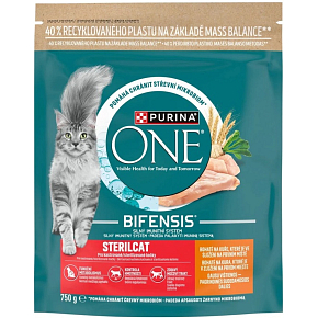 Purina ONE Bifensis Sterilised granule pre mačky s kuracím mäsom a pšenicou, 750 g
