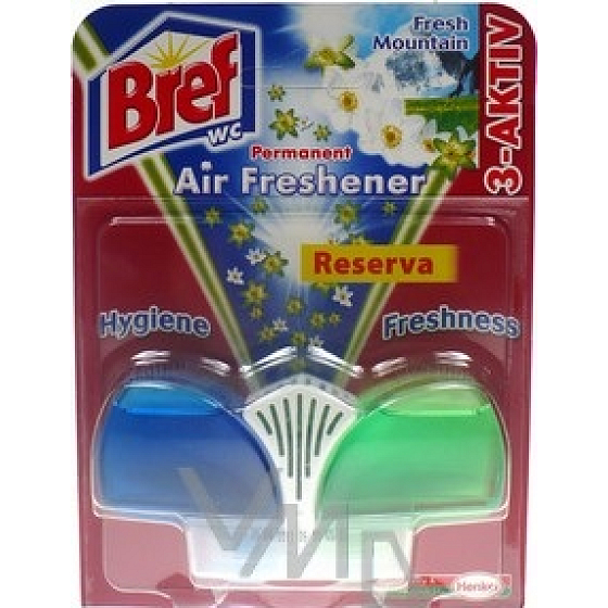 Bref 3-Aktiv Fresh Mountain 60 ml + s osviežovačom vzduchu WC gél náhradná náplň 4,2 g