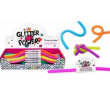 Power Schnur elastický plast, ktorý je roztiahnuteľný do 2 metrov! glitrový - oranžový