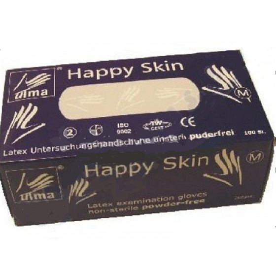 Vulkan Happy Skin Rukavice vyšetrovacie bezprašné latexové veľkosť M č.8 100 kusov