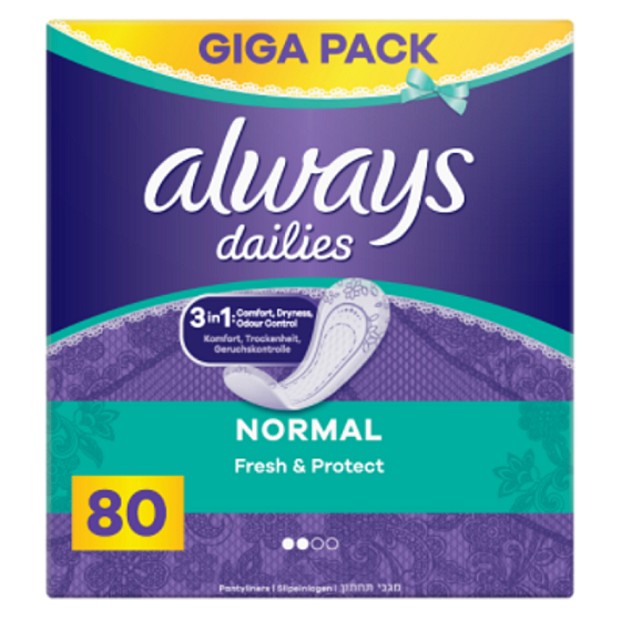 Always Dailies Fresh & Protect Normal s jemnou vôňou slipové intímne vložky 80 kusov