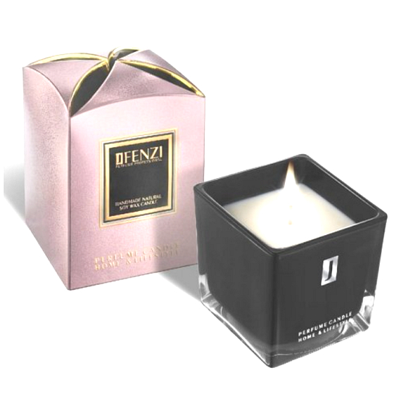 jFenzi Opal Glamour Sójová sviečka s vôňou Yves Saint Laurent Opium Black ručne vyrobená čierna 200 g