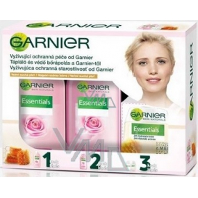 Garnier Vyživujúci ochranná starostlivosť voda 200 ml + mlieko 200 ml + krém 50 ml, kozmetická sada