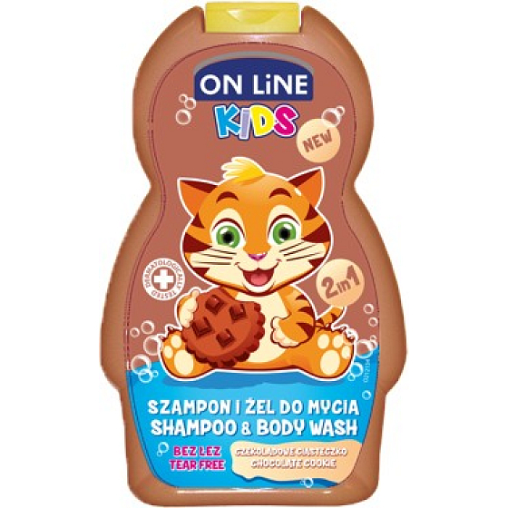 On Line Kids Čokoládová sušienka 2v1 sprchový gél a šampón na vlasy pre deti 250 ml