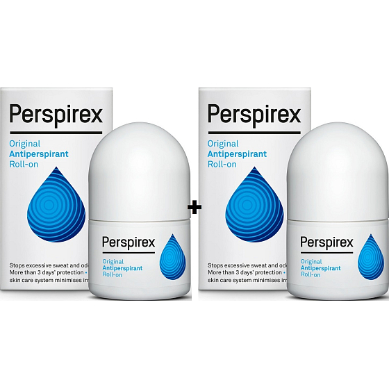 Perspirex Original guľôčkový antiperspirant bez vône roll-on 3-5 dní účinok unisex 2 x 25 ml